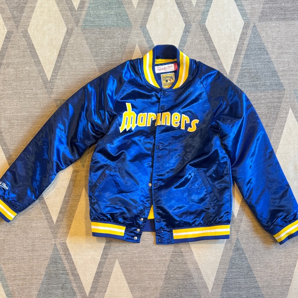 Mitchell & Ness Mariners Kids Blue and Yellow Jacket